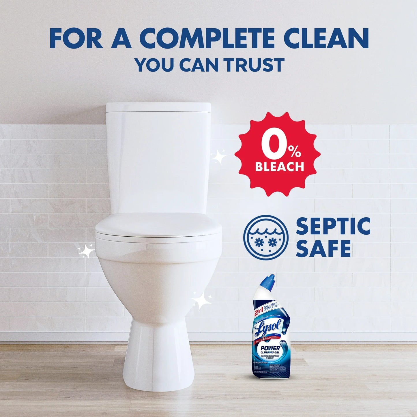 Lysol Power Toilet Bowl Cleaner Gels, Atlantic Fresh, 24 fl oz
